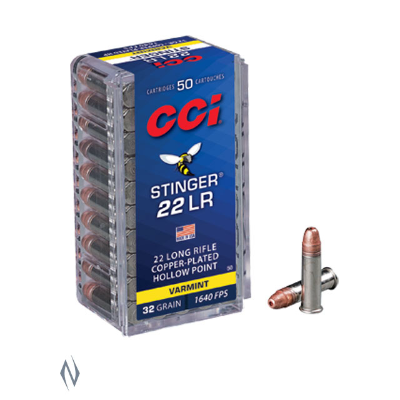 Ammo - 22LR -  CCI 32gr Stinger Copper-Plated HP / 50pk