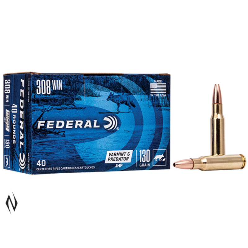 Ammo - 308W - Federal 130gr JHP American Eagle Varmint / 40pk