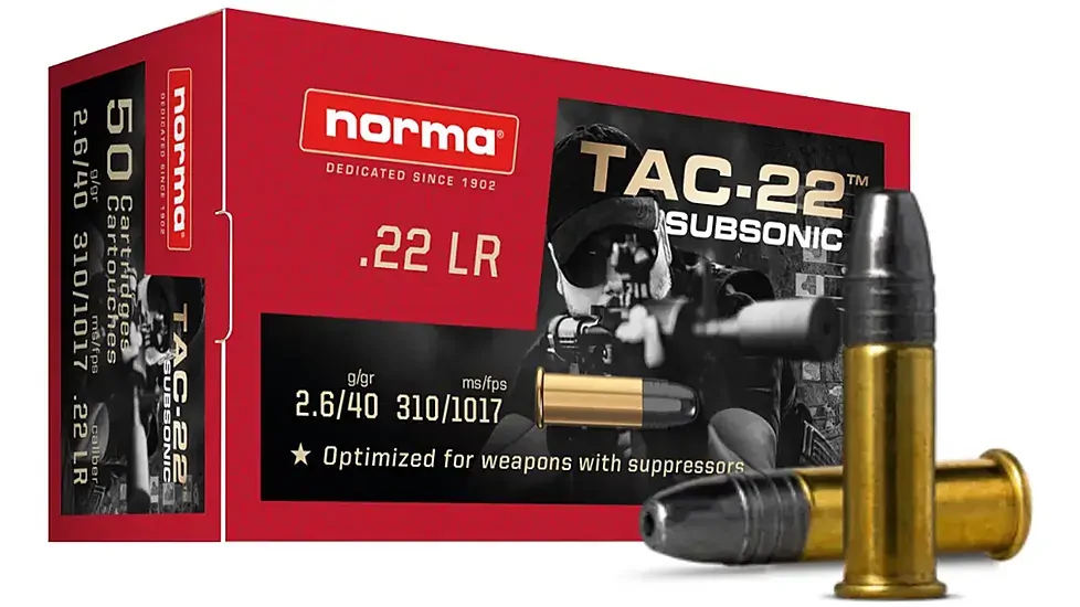 Ammo - 22LR - Norma 40gr TAC-22 Subsonic HP / 50pk