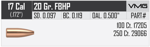 Proj - 17cal - Nosler 20gr Varmageddon HP / 100pk