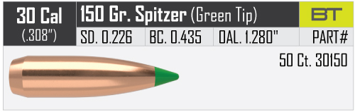 Proj - 30cal - Nosler 150gr Ballistic Tip Hunting / 50pk
